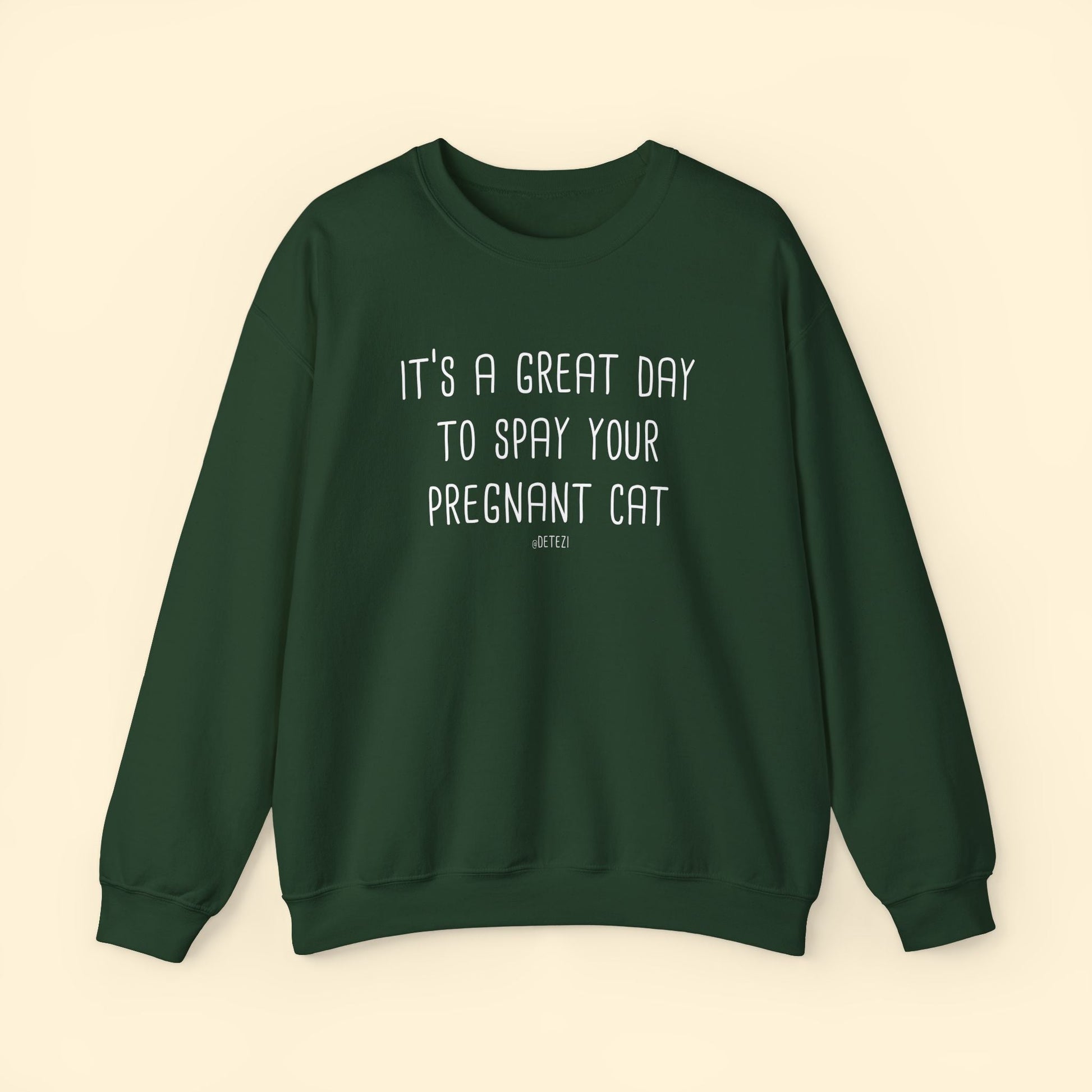 Spay Your Pregnant Cat | Crewneck Sweatshirt - Detezi Designs - 34050552878620167392