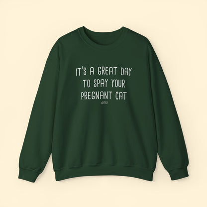 Spay Your Pregnant Cat | Crewneck Sweatshirt - Detezi Designs - 34050552878620167392