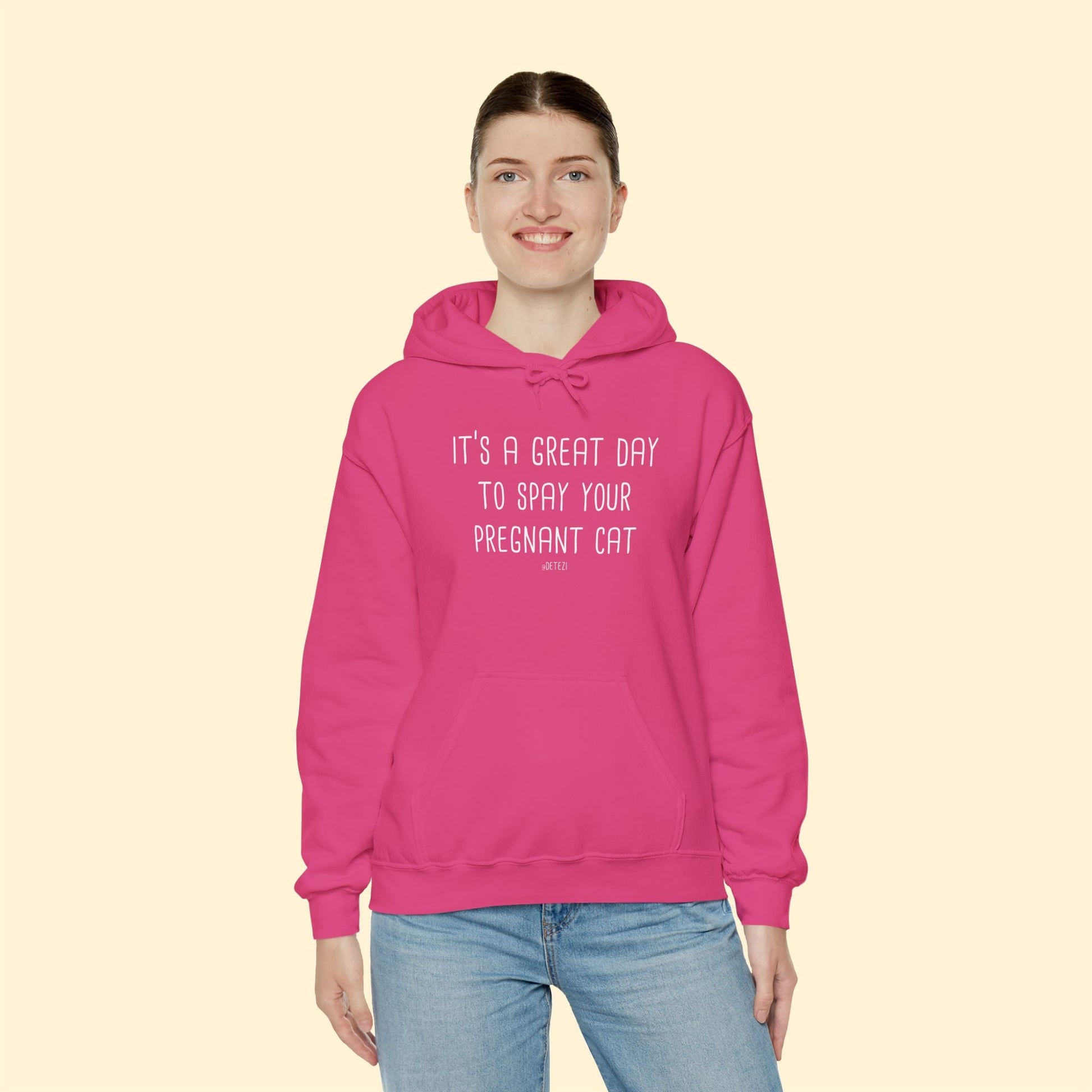 Spay Your Pregnant Cat | Hooded Sweatshirt - Detezi Designs - 25505042464745576024