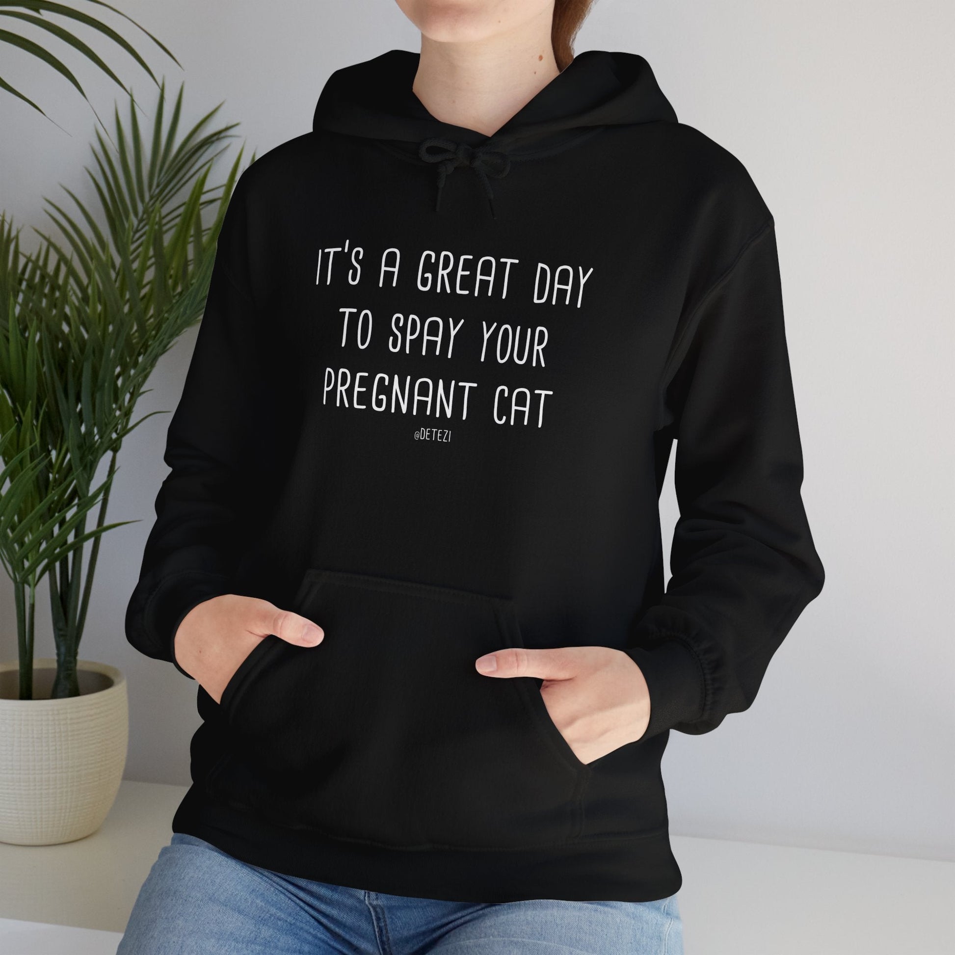 Spay Your Pregnant Cat | Hooded Sweatshirt - Detezi Designs - 30502049929617973054