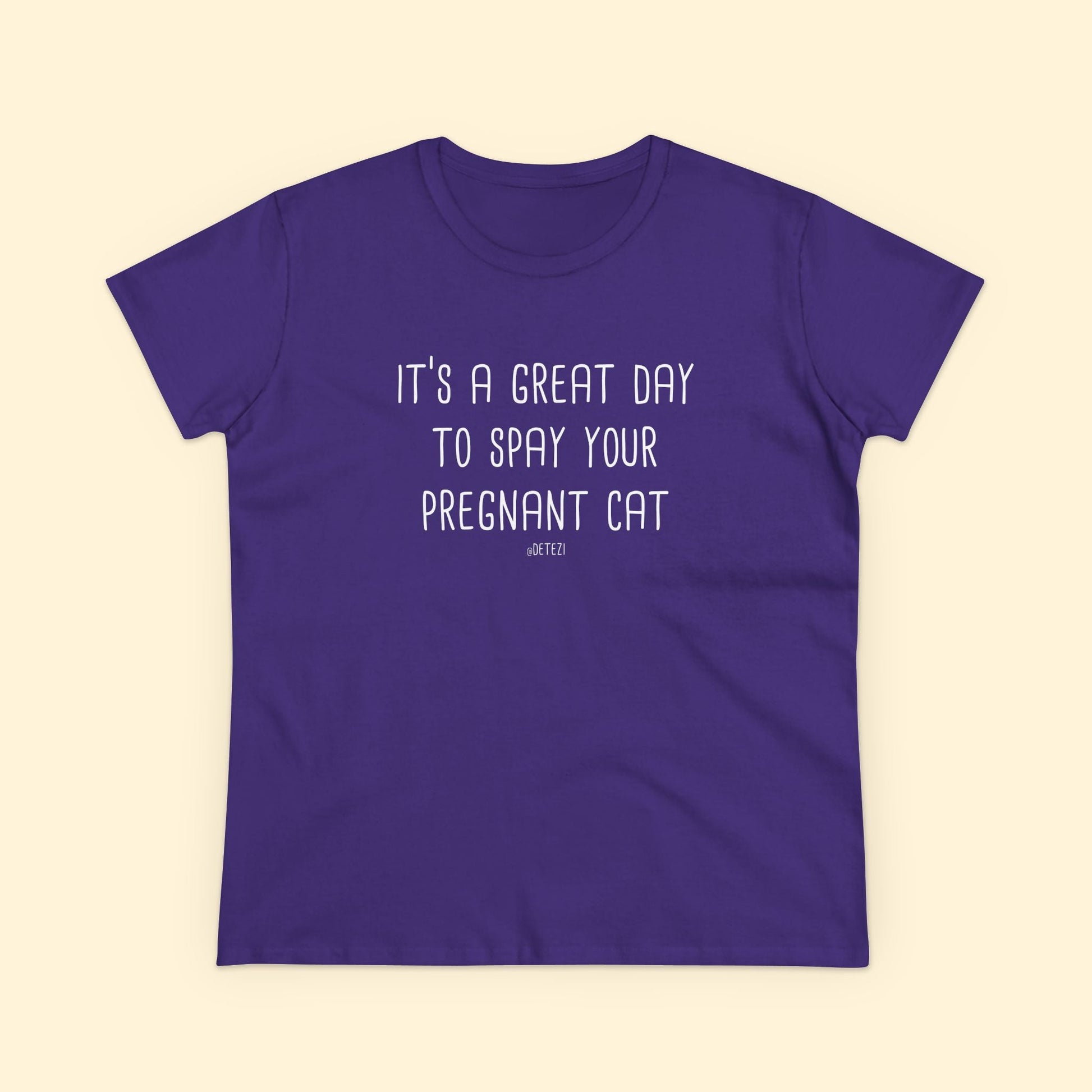 Spay Your Pregnant Cat | Women's Midweight Cotton Tee - Detezi Designs - 22546038972588059176