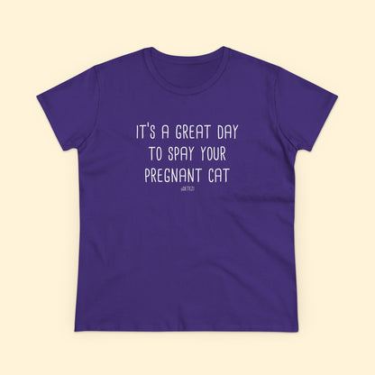 Spay Your Pregnant Cat | Women's Midweight Cotton Tee - Detezi Designs - 22546038972588059176