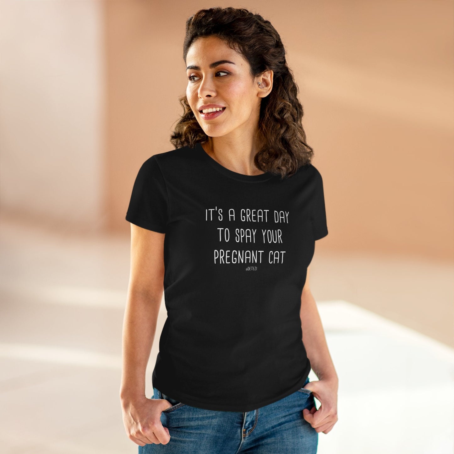 Spay Your Pregnant Cat | Women's Midweight Cotton Tee - Detezi Designs - 33632971755973005269