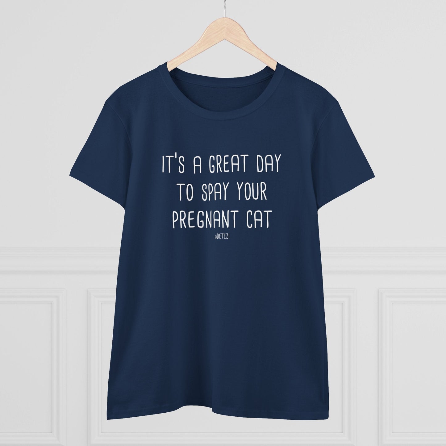 Spay Your Pregnant Cat | Women's Midweight Cotton Tee - Detezi Designs - 33632971755973005269
