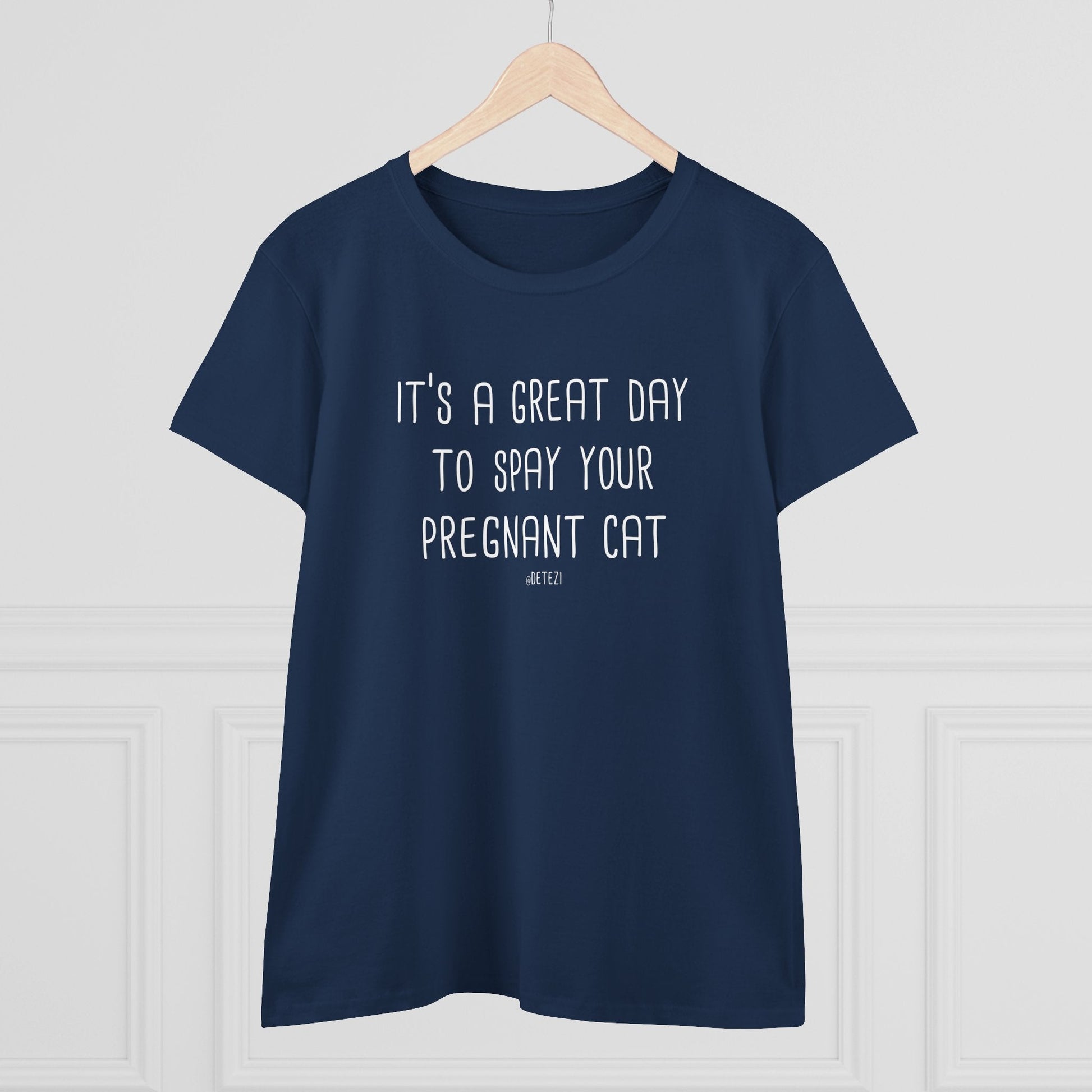 Spay Your Pregnant Cat | Women's Midweight Cotton Tee - Detezi Designs - 33632971755973005269