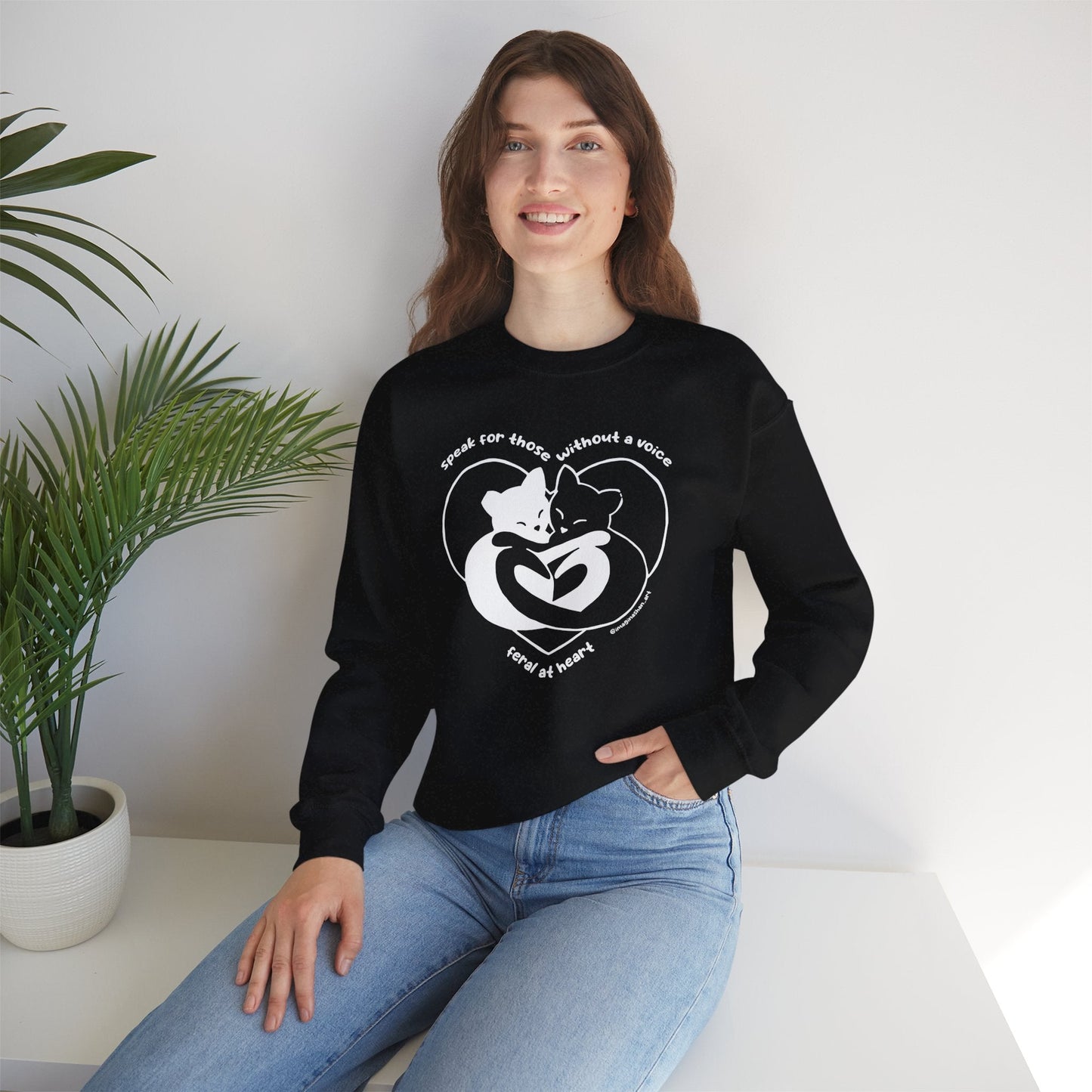 Speak For Those Without A Voice | FUNDRAISER for Feral At Heart | Crewneck Sweatshirt - Detezi Designs - 22651340300363578153