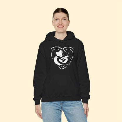 Speak For Those Without A Voice | FUNDRAISER for Feral At Heart | Hooded Sweatshirt - Detezi Designs - 51897650833958879764