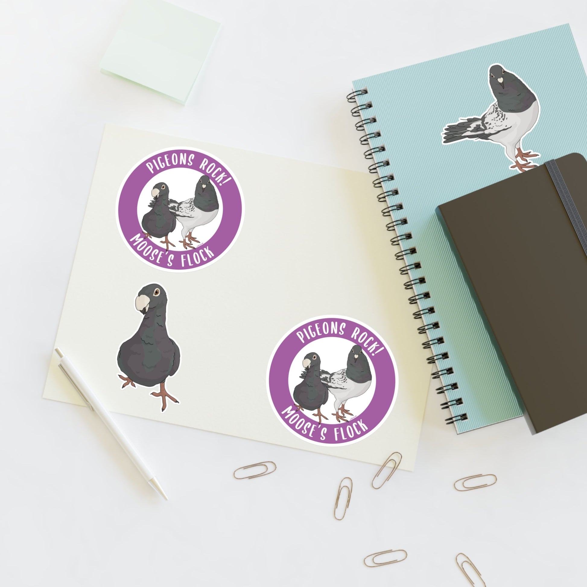 Stickers | FUNDRAISER | Moose's Flock | Pigeons Rock - Detezi Designs - 10567547155103511700