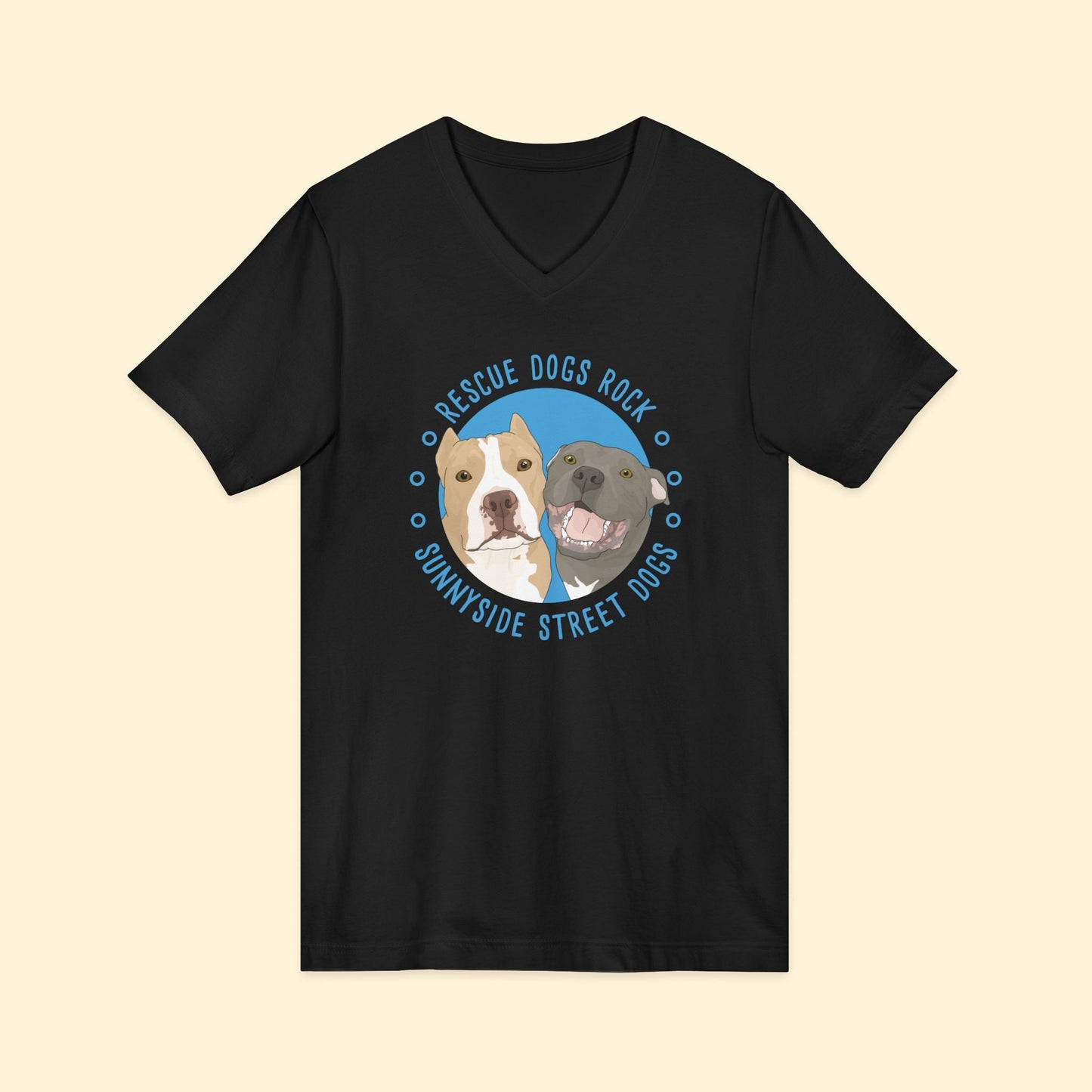 Sunnyside Street Dogs | FUNDRAISER | Unisex V - Neck Tee - Detezi Designs - 26975603469078252493