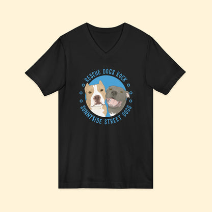 Sunnyside Street Dogs | FUNDRAISER | Unisex V - Neck Tee - Detezi Designs - 26975603469078252493