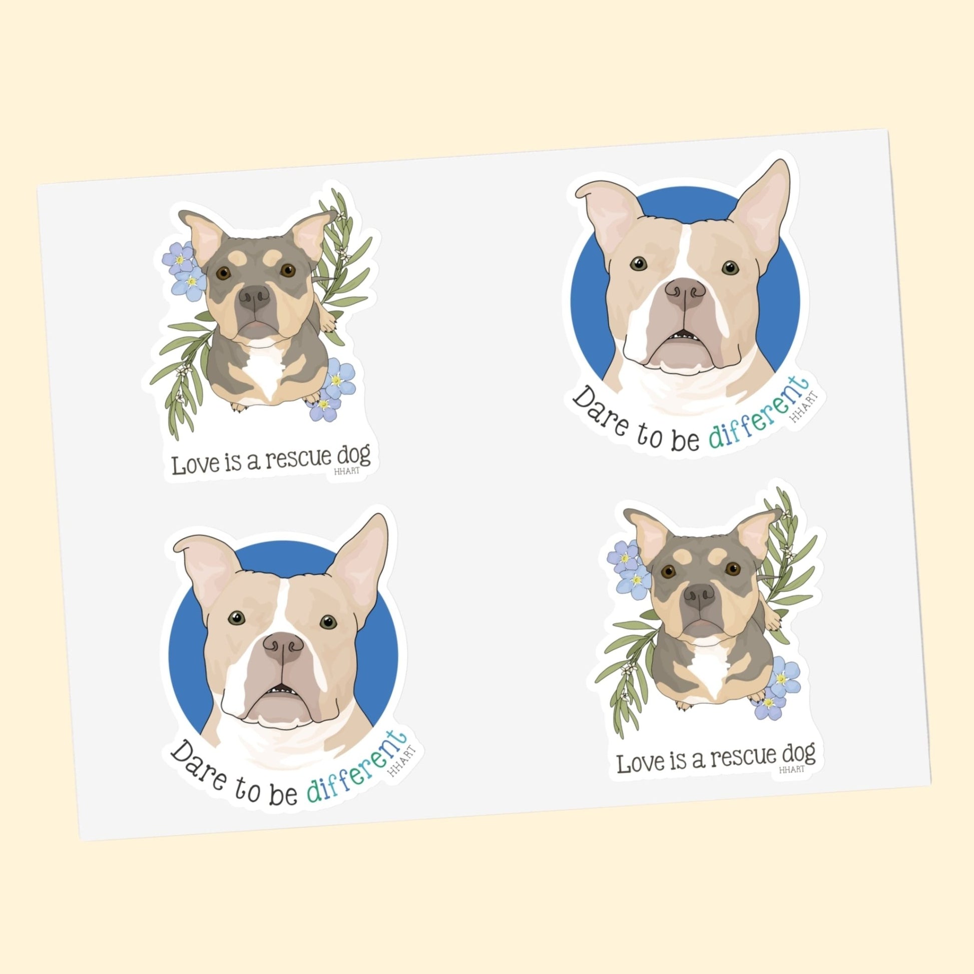 Sunshine + Tater | FUNDRAISER for HHART | Sticker Sheet - Detezi Designs - 12976065368943760909