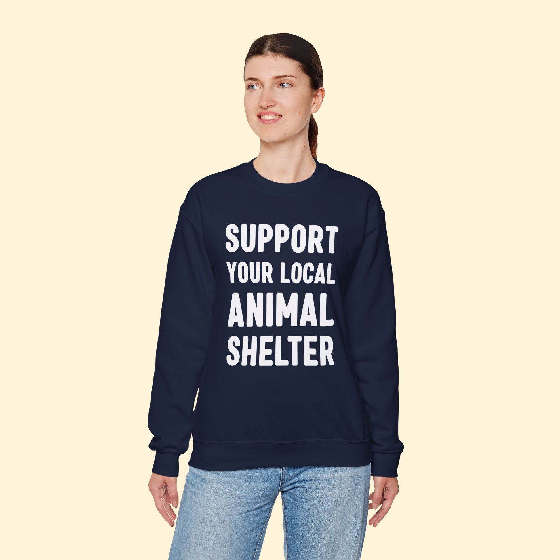 Support Your Local Animal Shelter | Crewneck Sweatshirt - Detezi Designs - 33748008403952227089