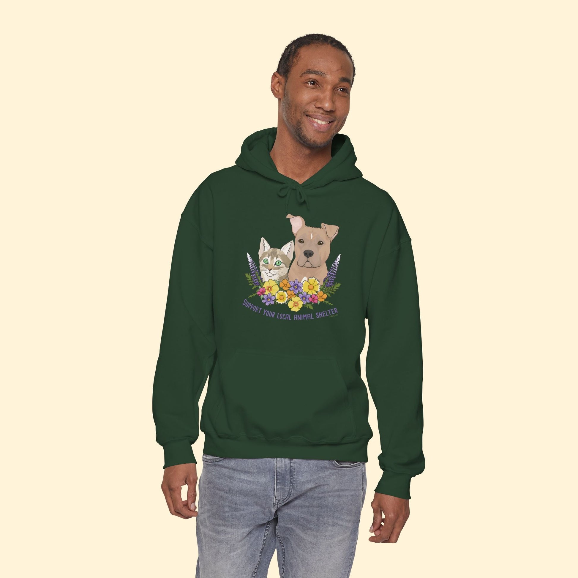 Support Your Local Animal Shelter | Hooded Sweatshirt - Detezi Designs - 32075220365795205702