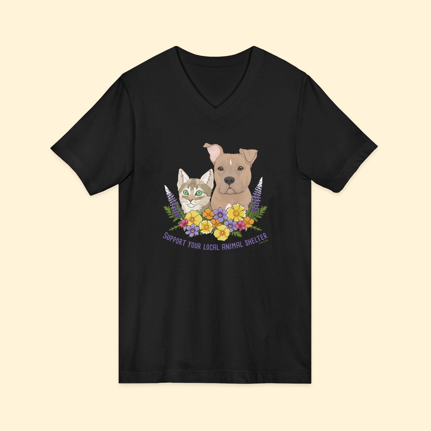 Support Your Local Animal Shelter | Unisex V - Neck Tee - Detezi Designs - 33301733228074611005
