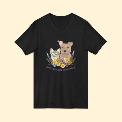 Support Your Local Animal Shelter | Unisex V - Neck Tee - Detezi Designs - 33301733228074611005