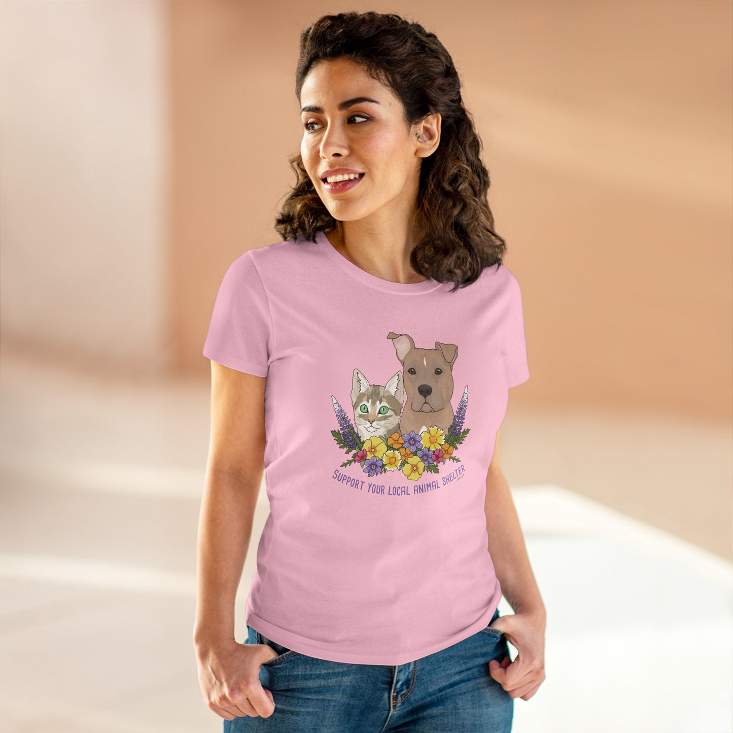 Support Your Local Animal Shelter | Women's Midweight Cotton Tee - Detezi Designs - 25191588440258173131