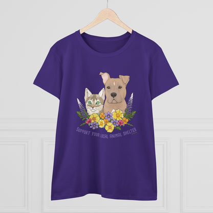 Support Your Local Animal Shelter | Women's Midweight Cotton Tee - Detezi Designs - 30277093750276680563