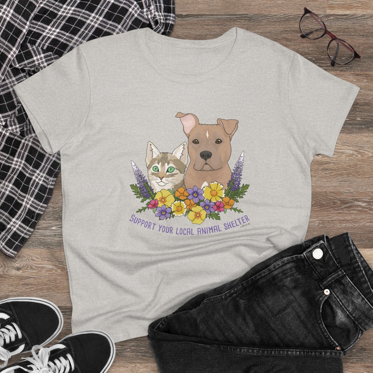 Support Your Local Animal Shelter | Women's Midweight Cotton Tee - Detezi Designs - 30277093750276680563