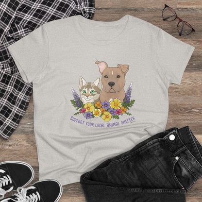 Support Your Local Animal Shelter | Women's Midweight Cotton Tee - Detezi Designs - 30277093750276680563