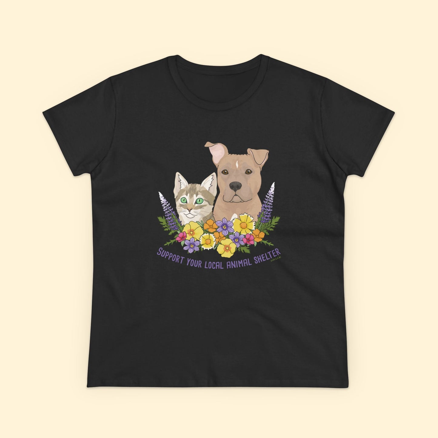 Support Your Local Animal Shelter | Women's Midweight Cotton Tee - Detezi Designs - 30277093750276680563