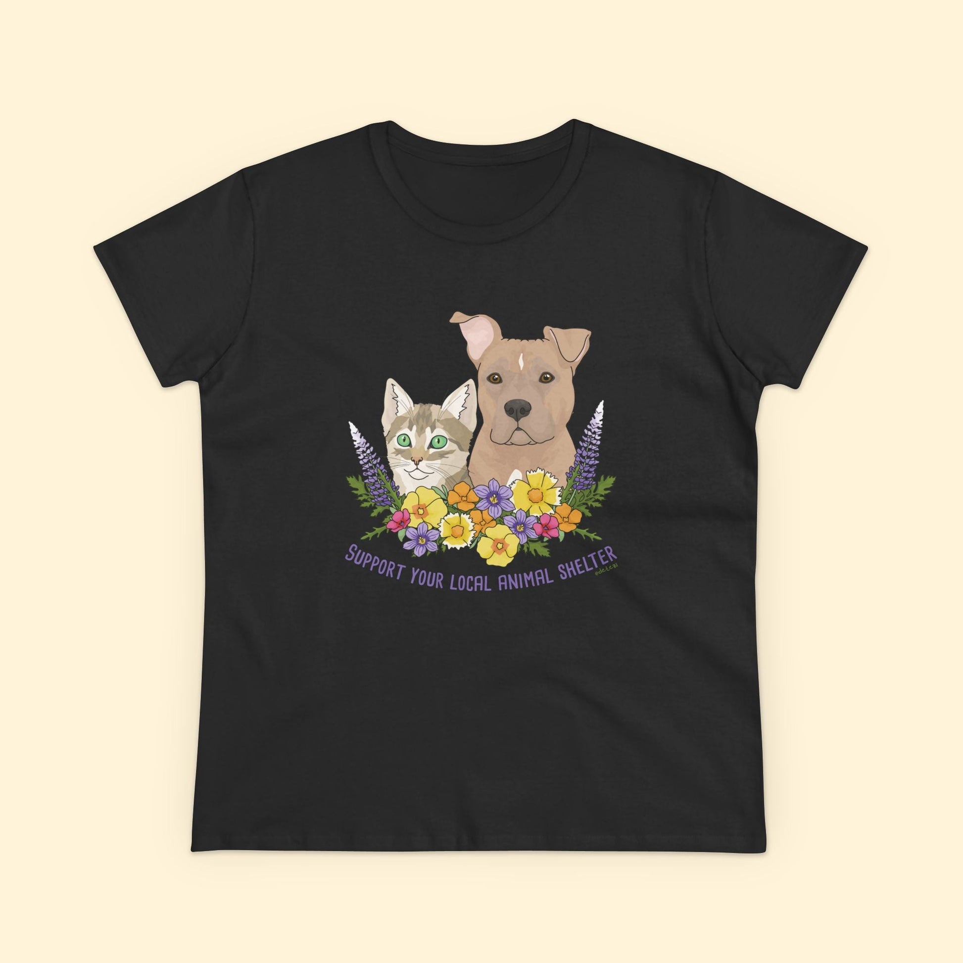 Support Your Local Animal Shelter | Women's Midweight Cotton Tee - Detezi Designs - 30277093750276680563