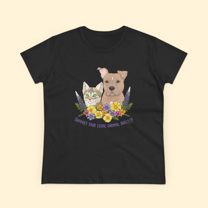 Support Your Local Animal Shelter | Women's Midweight Cotton Tee - Detezi Designs - 30277093750276680563