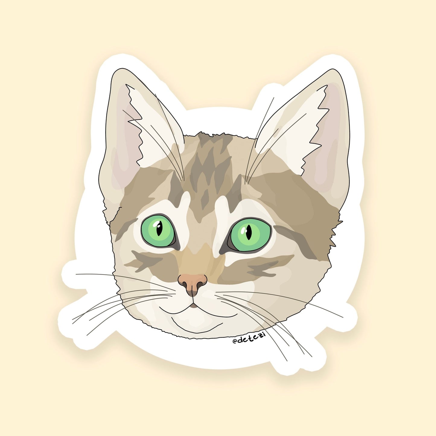 Tabby Kitten | 3" Vinyl Sticker - Detezi Designs - 