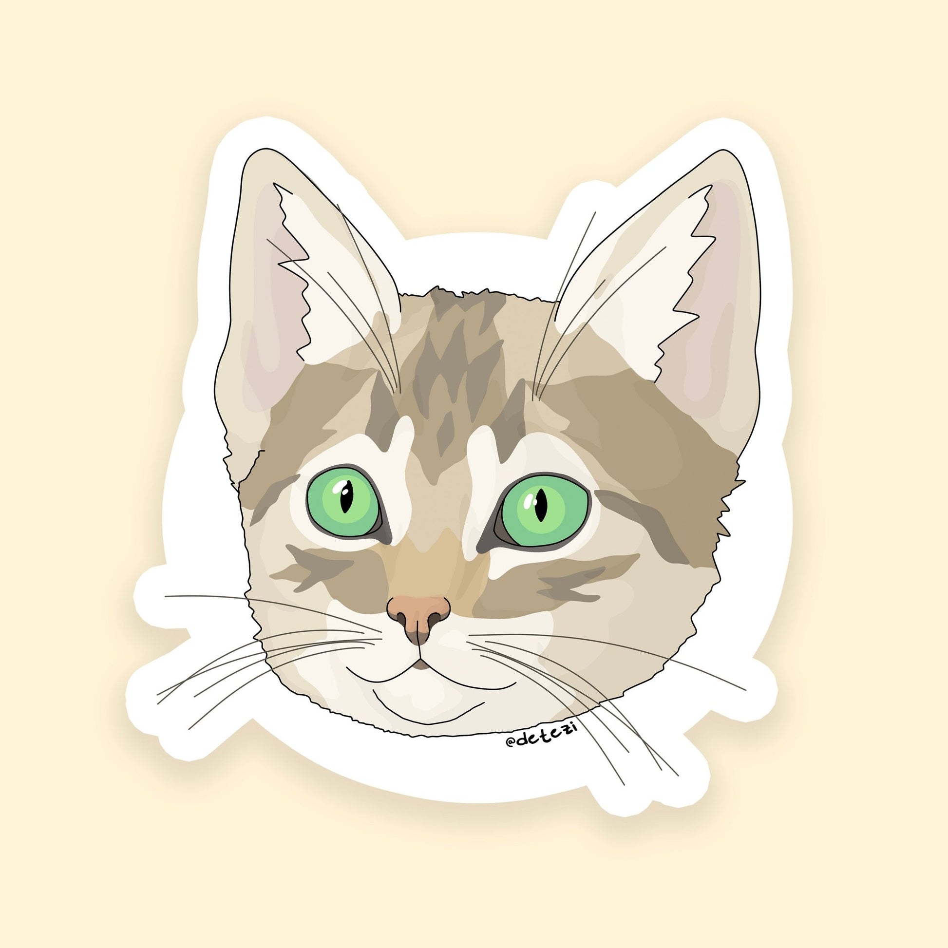 Tabby Kitten | 3" Vinyl Sticker - Detezi Designs - 