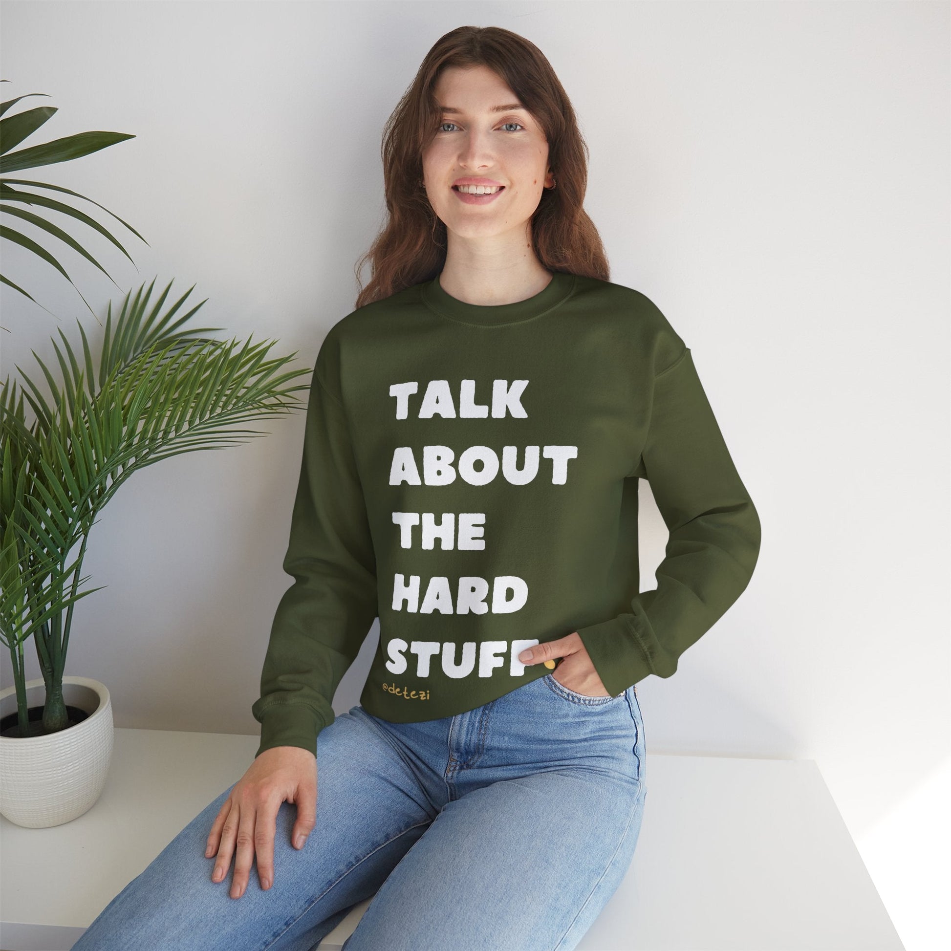 Talk About The Hard Stuff | Crewneck Sweatshirt - Detezi Designs-11733043734206535197