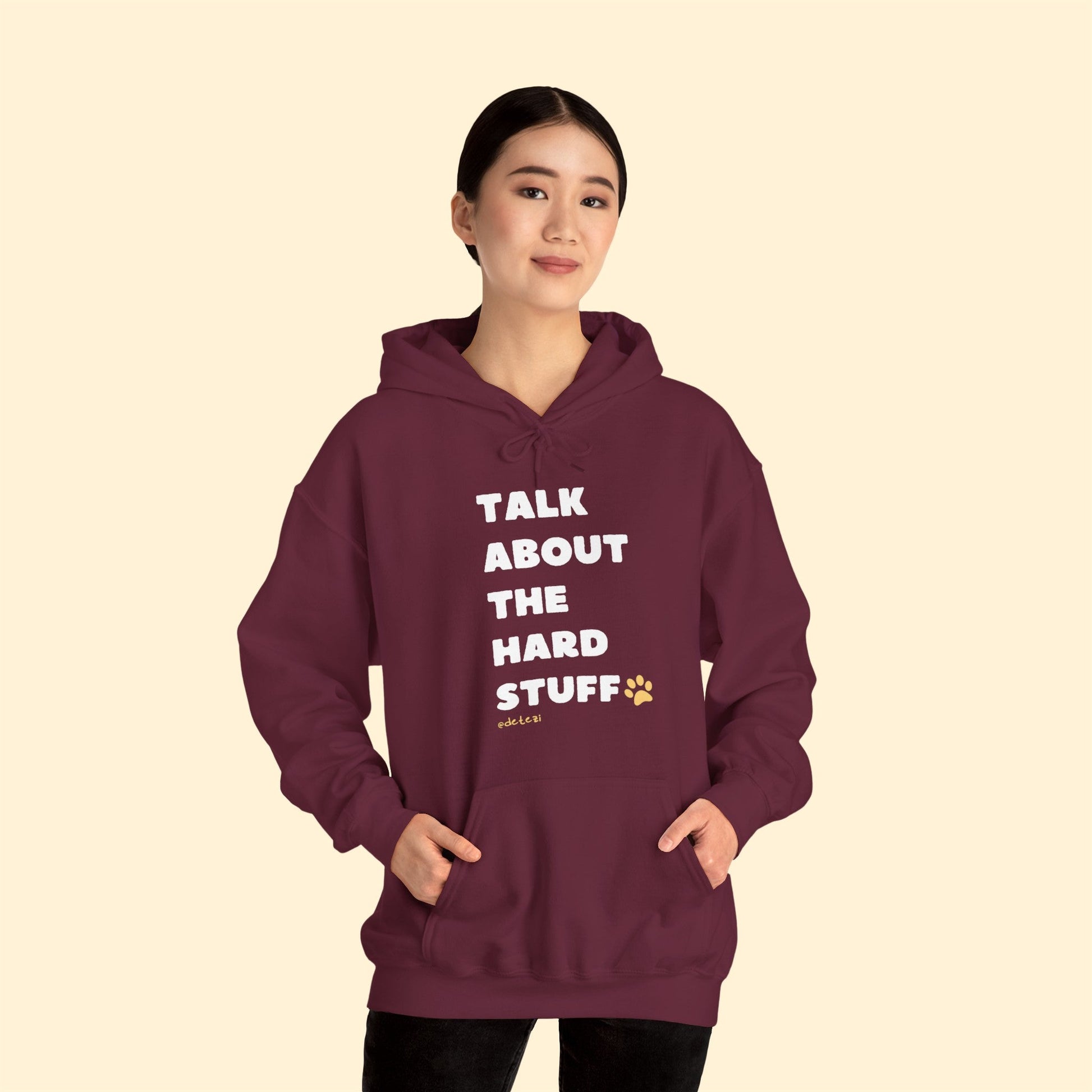 Talk About The Hard Stuff | Hooded Sweatshirt - Detezi Designs-33468179914713716124