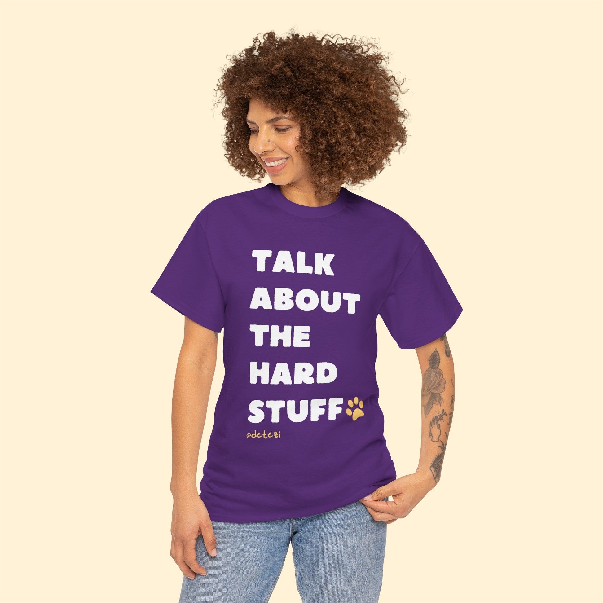 Talk About The Hard Stuff | Text Tee - Detezi Designs-11728028737340861173