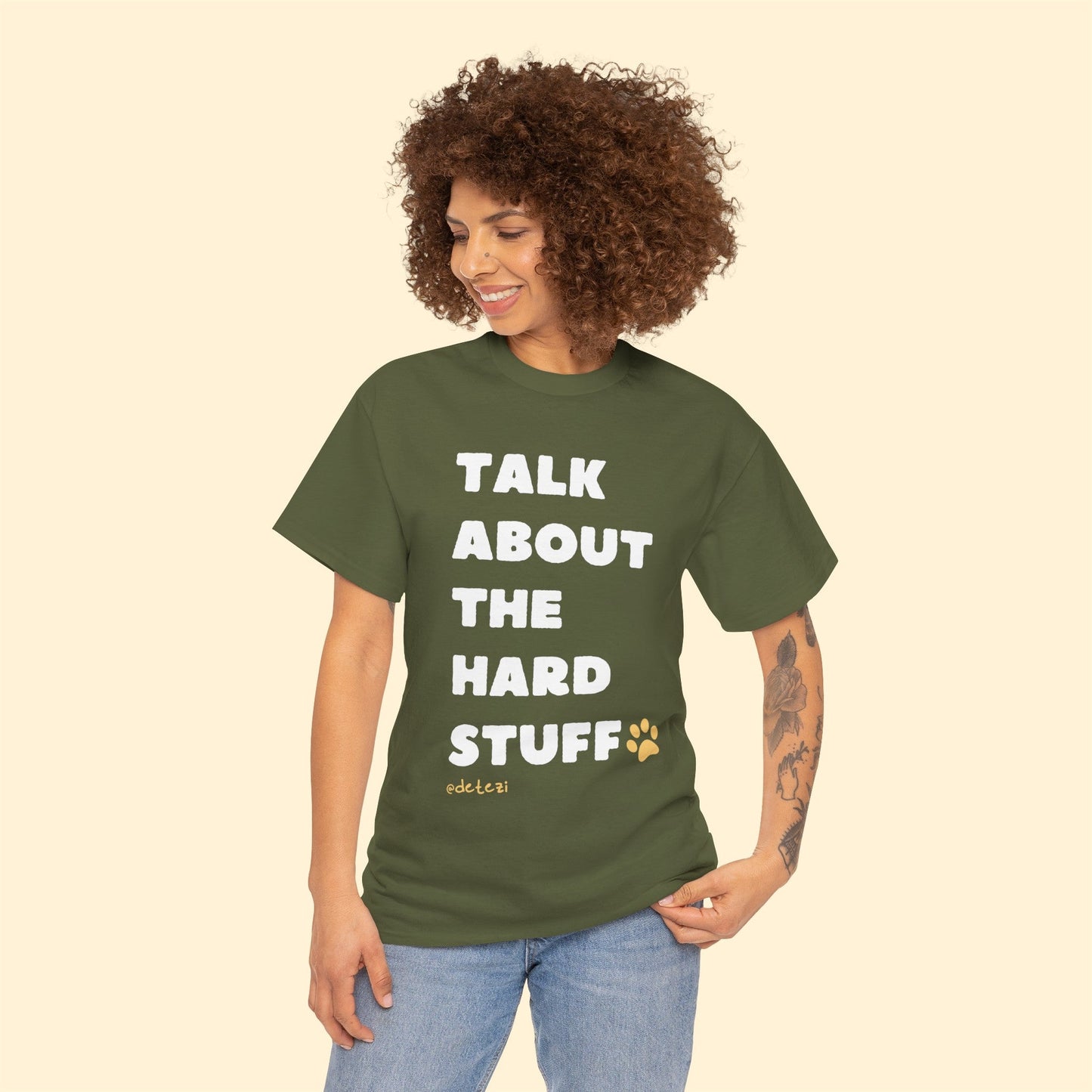 Talk About The Hard Stuff | Text Tee - Detezi Designs-11728028737340861173