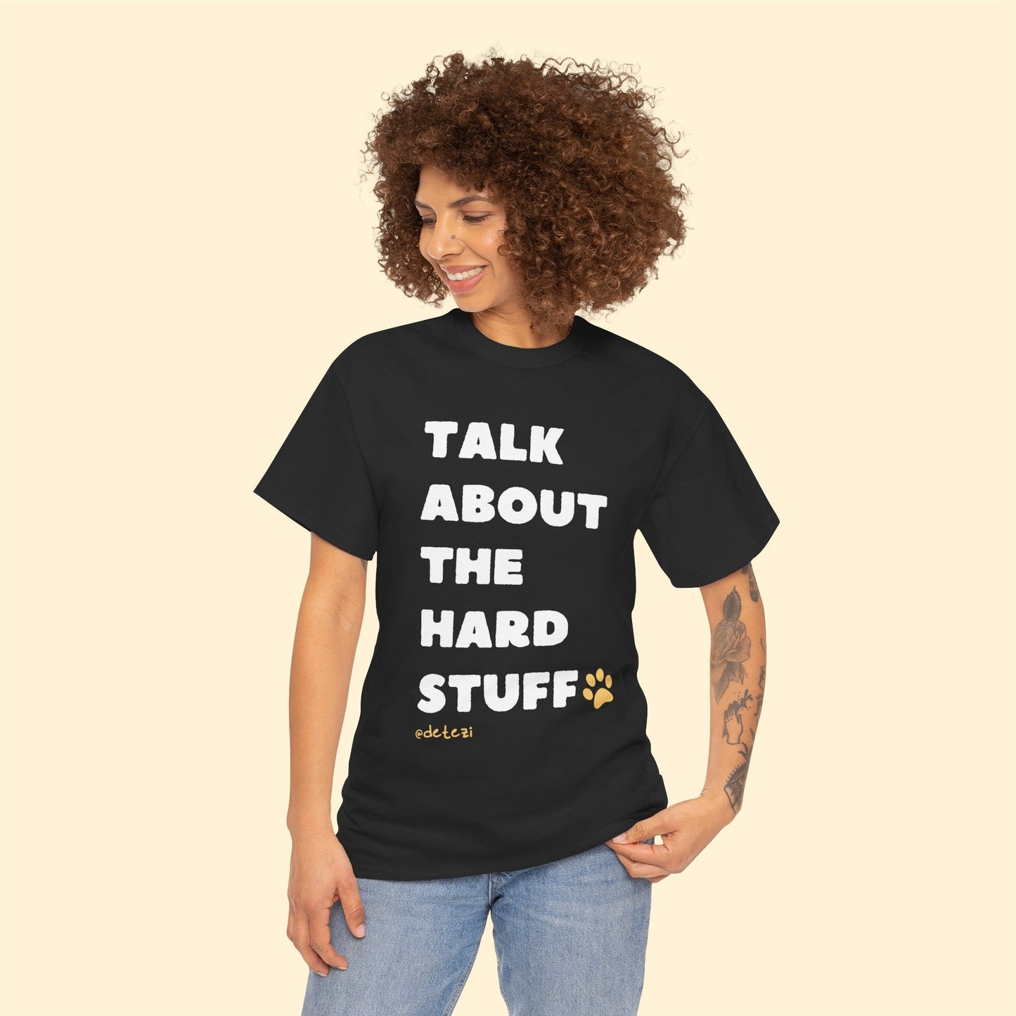 Talk About The Hard Stuff | Text Tee - Detezi Designs-11728028737340861173