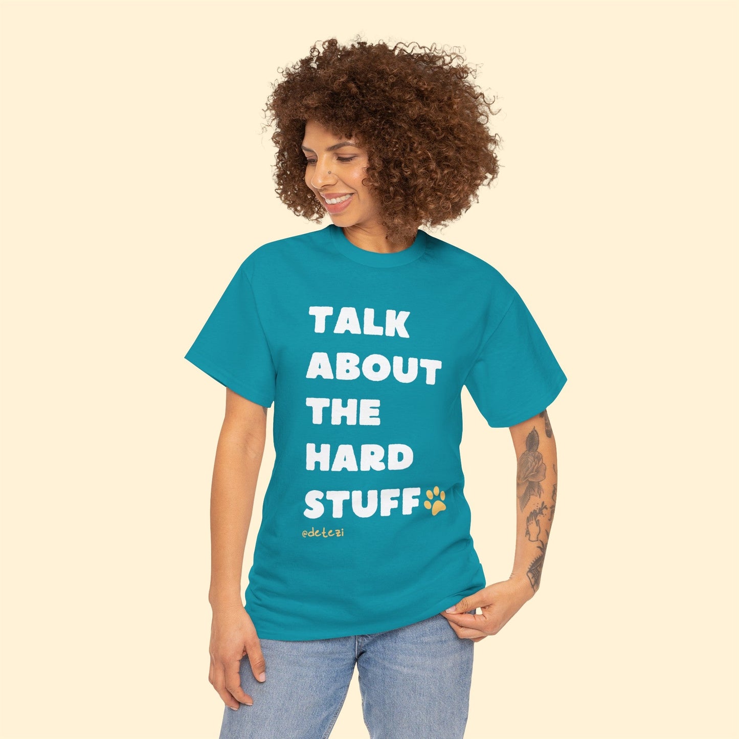 Talk About The Hard Stuff | Text Tee - Detezi Designs-11728028737340861173