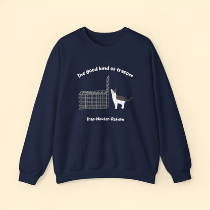 The Good Kind Of Trapper | FUNDRAISER for Feral At Heart | Crewneck Sweatshirt - Detezi Designs-11892982438672389289