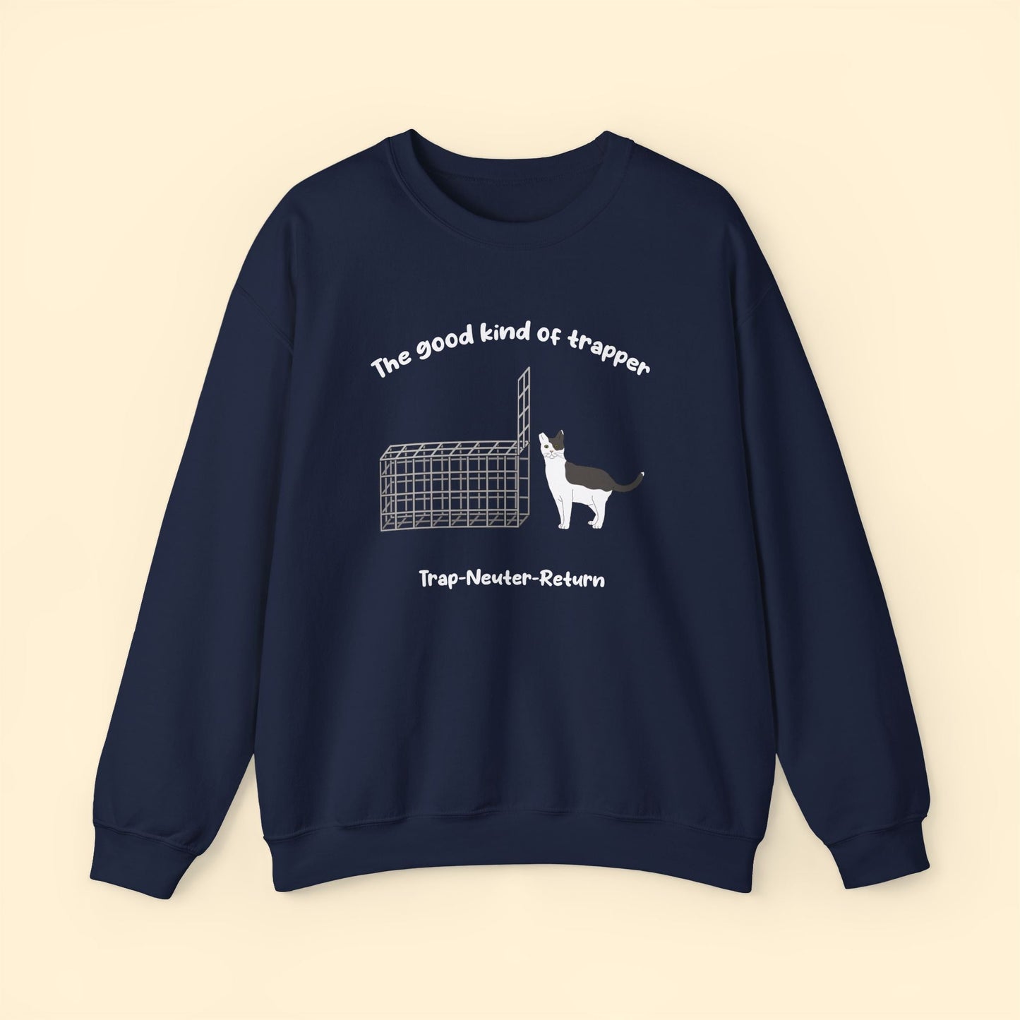 The Good Kind Of Trapper | FUNDRAISER for Feral At Heart | Crewneck Sweatshirt - Detezi Designs - 11892982438672389289