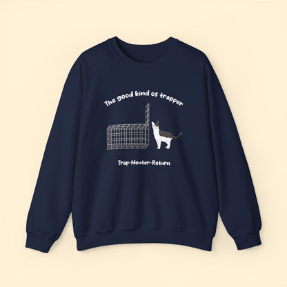 The Good Kind Of Trapper | FUNDRAISER for Feral At Heart | Crewneck Sweatshirt - Detezi Designs - 11892982438672389289