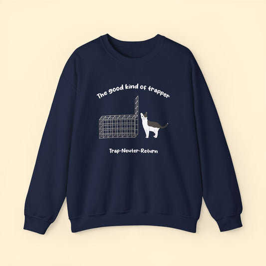 The Good Kind Of Trapper | FUNDRAISER for Feral At Heart | Crewneck Sweatshirt - Detezi Designs - 11892982438672389289