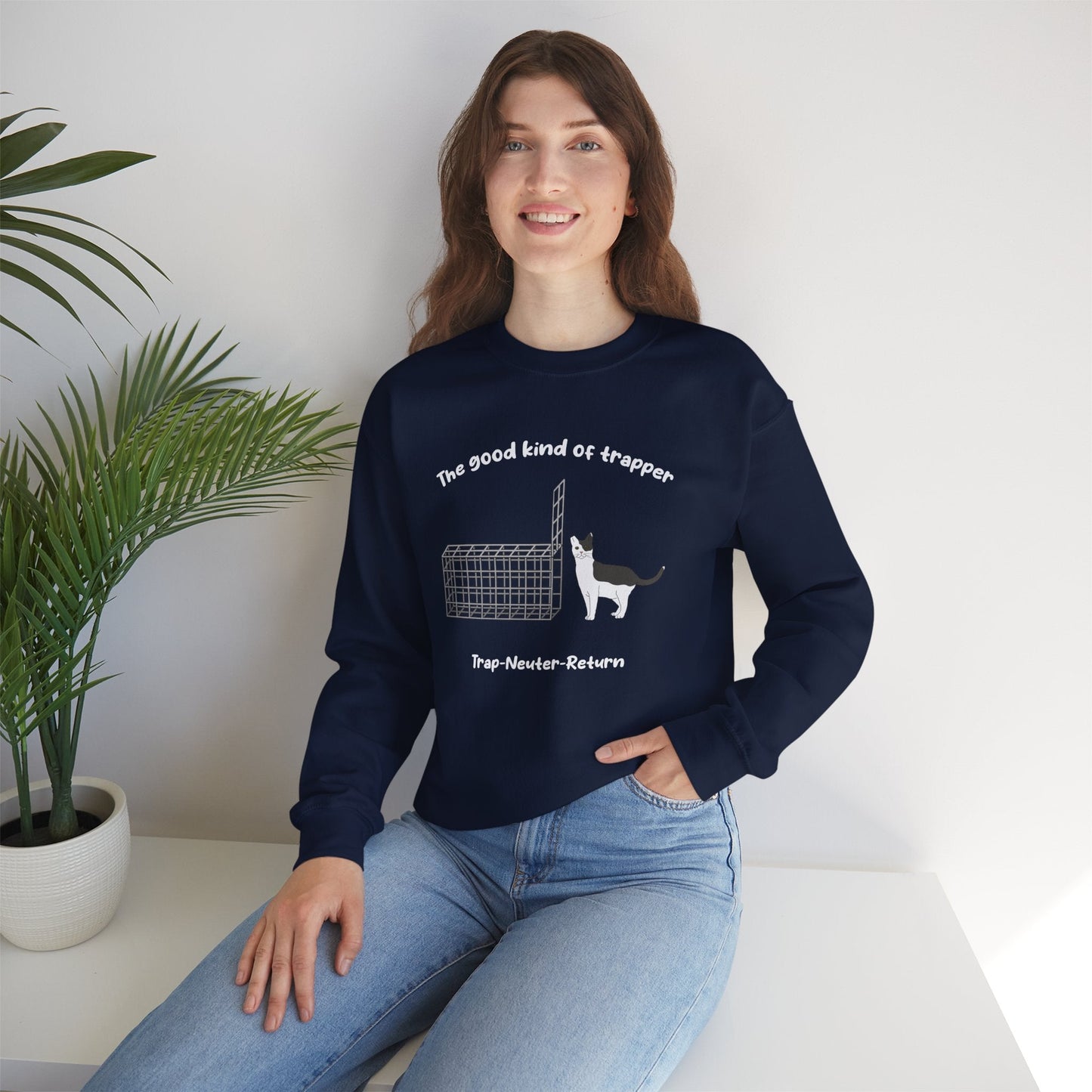 The Good Kind Of Trapper | FUNDRAISER for Feral At Heart | Crewneck Sweatshirt - Detezi Designs-25148281852805482621