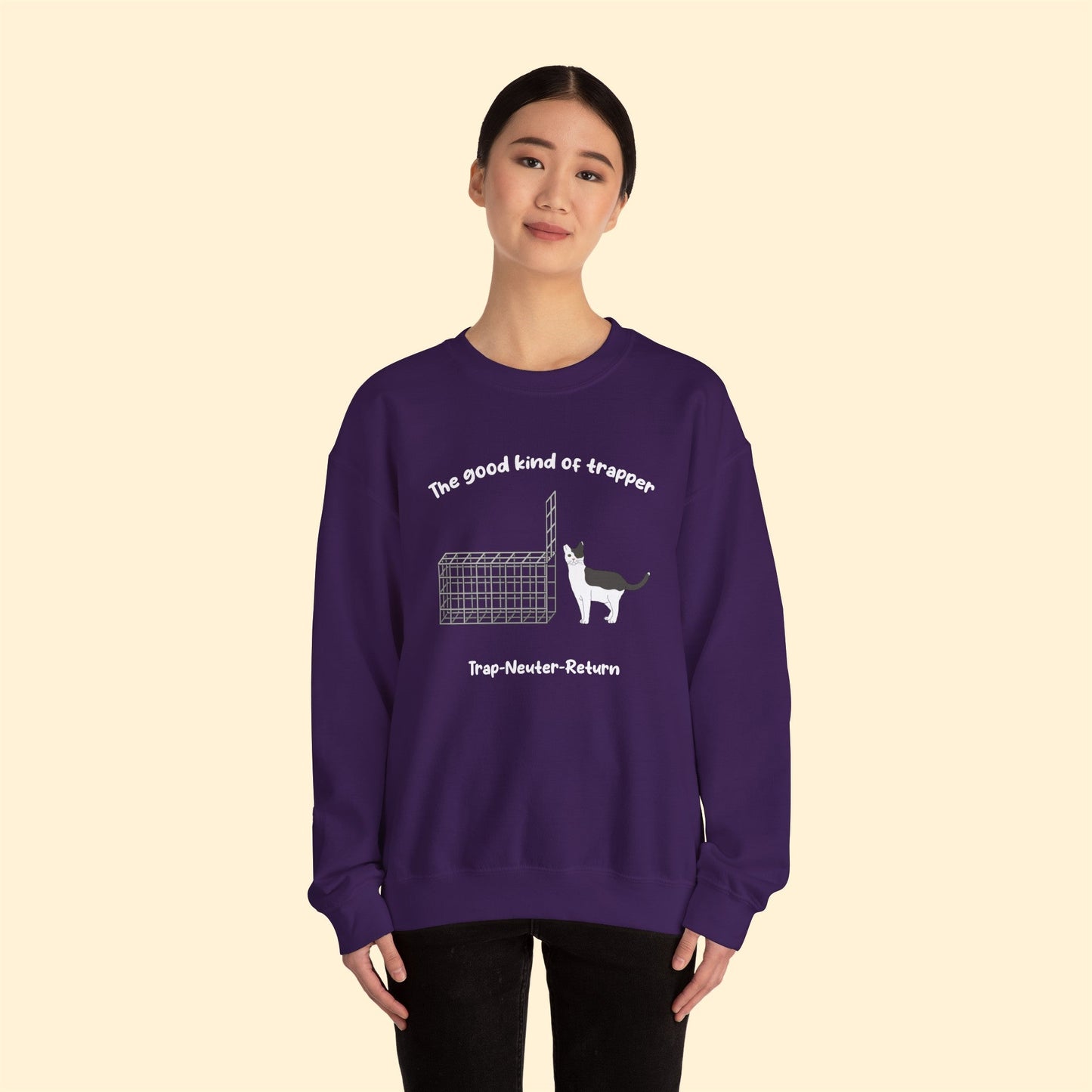 The Good Kind Of Trapper | FUNDRAISER for Feral At Heart | Crewneck Sweatshirt - Detezi Designs-26279387365753201820