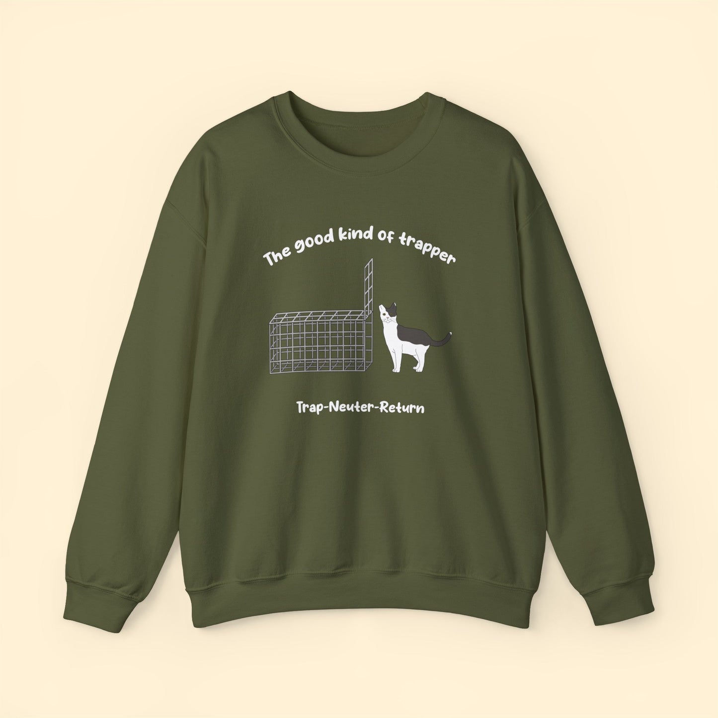 The Good Kind Of Trapper | FUNDRAISER for Feral At Heart | Crewneck Sweatshirt - Detezi Designs-26279387365753201820