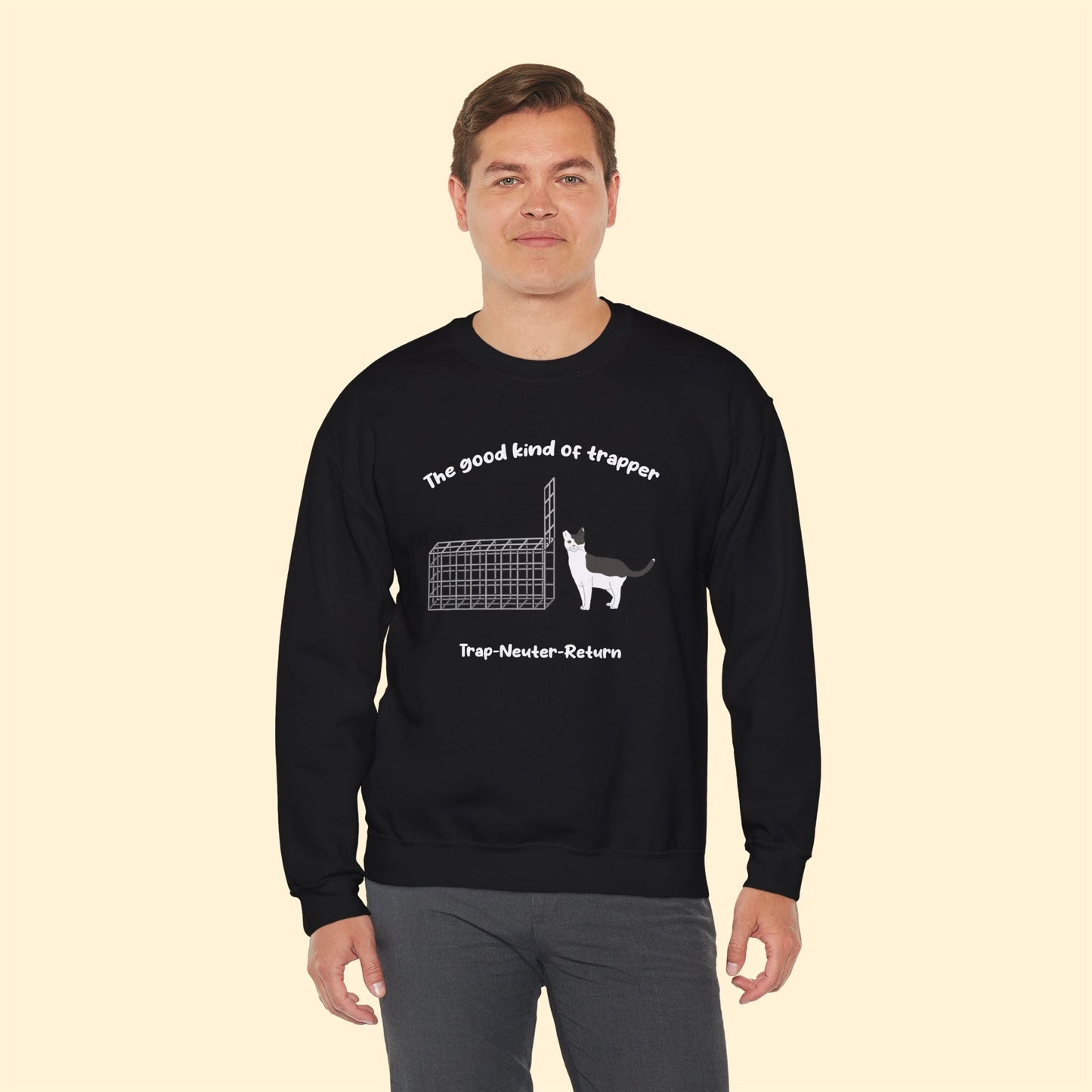 The Good Kind Of Trapper | FUNDRAISER for Feral At Heart | Crewneck Sweatshirt - Detezi Designs - 61217069105095926118
