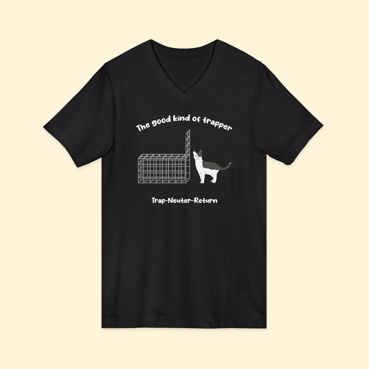 The Good Kind Of Trapper | FUNDRAISER for Feral At Heart | Unisex V - Neck Tee - Detezi Designs - 26080582261693823791