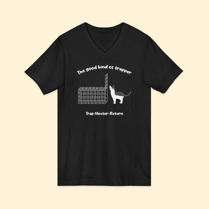 The Good Kind Of Trapper | FUNDRAISER for Feral At Heart | Unisex V - Neck Tee - Detezi Designs - 26080582261693823791