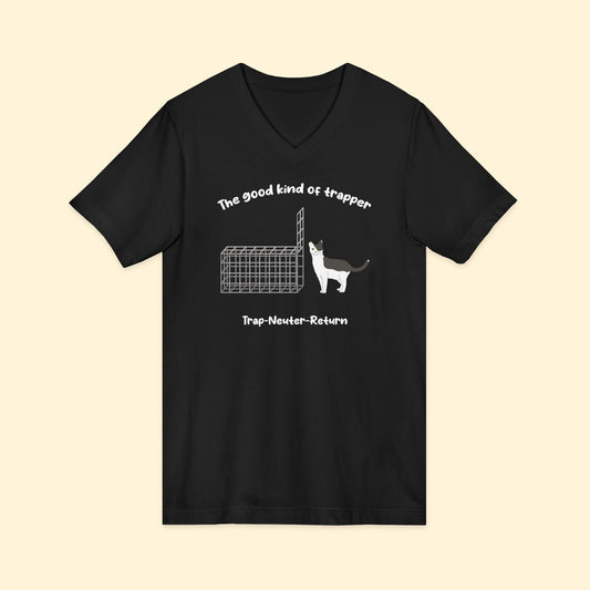The Good Kind Of Trapper | FUNDRAISER for Feral At Heart | Unisex V - Neck Tee - Detezi Designs - 26080582261693823791