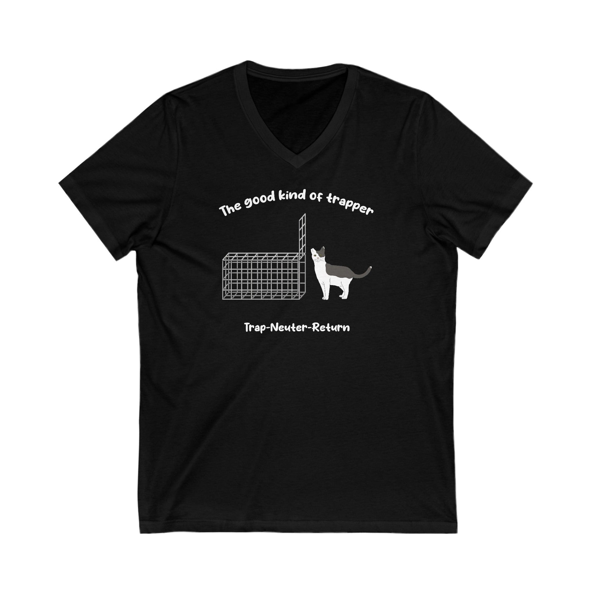 The Good Kind Of Trapper | FUNDRAISER for Feral At Heart | Unisex V-Neck Tee - Detezi Designs-26080582261693823791