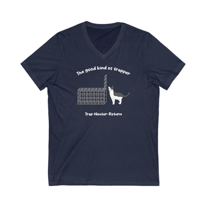 The Good Kind Of Trapper | FUNDRAISER for Feral At Heart | Unisex V-Neck Tee - Detezi Designs-32259536484543368049