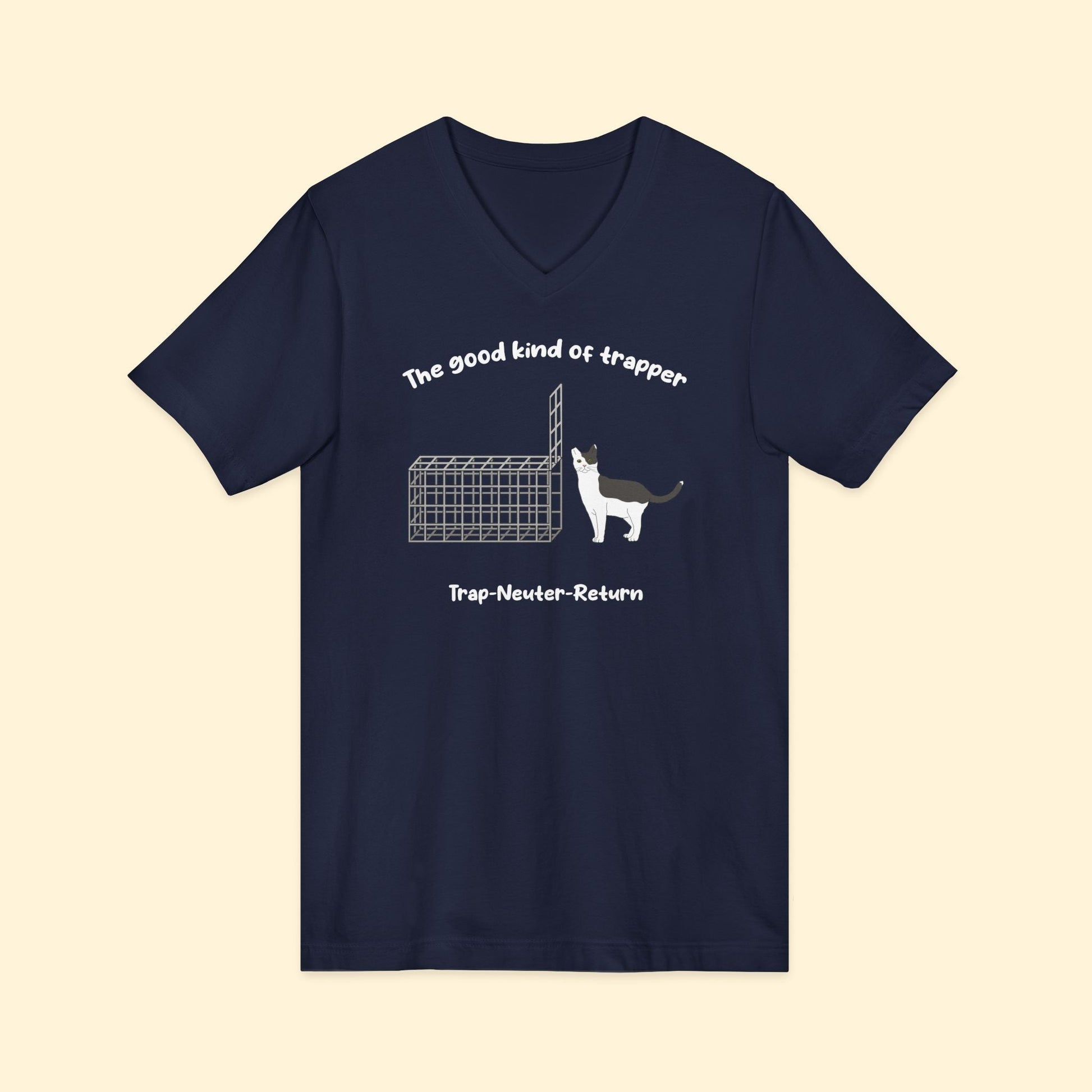 The Good Kind Of Trapper | FUNDRAISER for Feral At Heart | Unisex V - Neck Tee - Detezi Designs - 32259536484543368049
