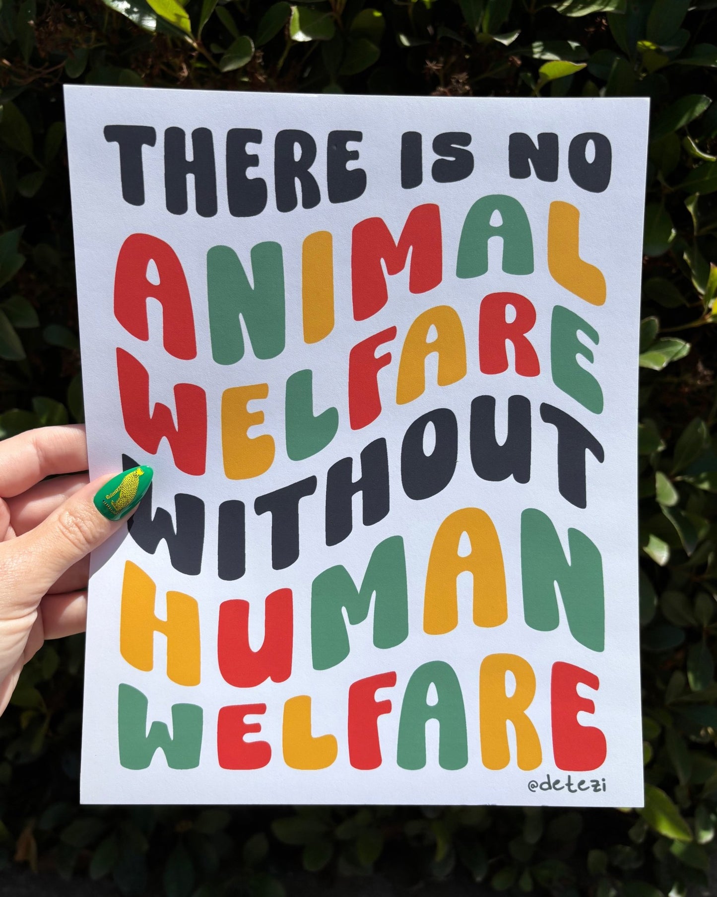 There Is No Animal Welfare Without Human Welfare | Giclée Fine Art Print - Detezi Designs - 