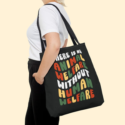 There Is No Animal Welfare Without Human Welfare | Retro Style | Tote Bag - Detezi Designs-16625945605938502375